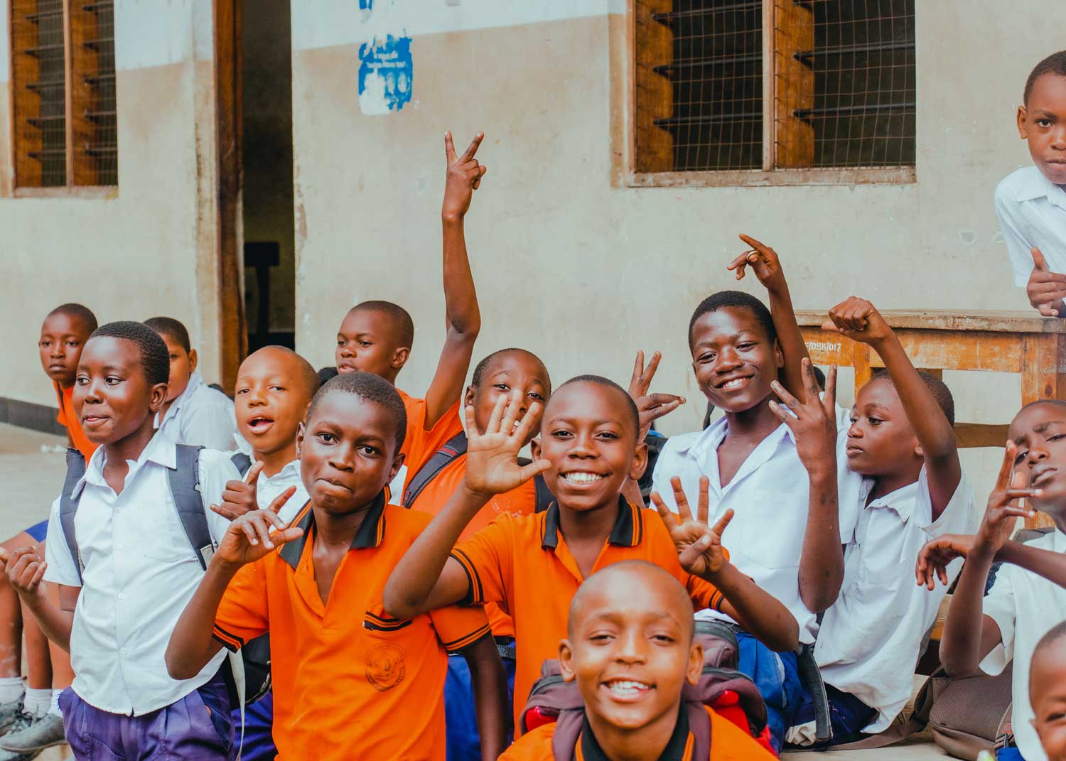 Group Children Wearing Orange