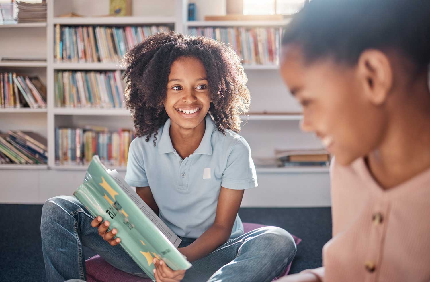 Library Reading Happy African Children